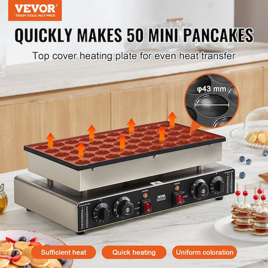 Vevor 50pcs 43mm Mini Dutch Pancake Maker Commercial Dorayaki Baker 1700w