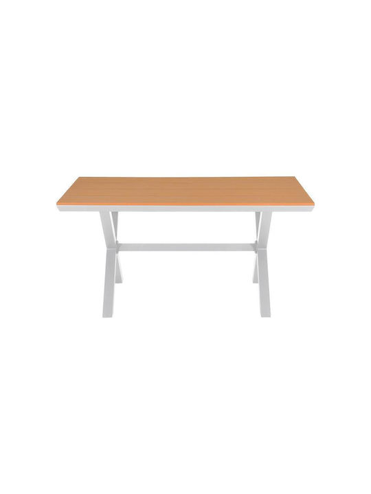 Masa pentru spații exterioare Aluminiu cu suprafață din lemn Fl6510 Alb 150x90x75buc