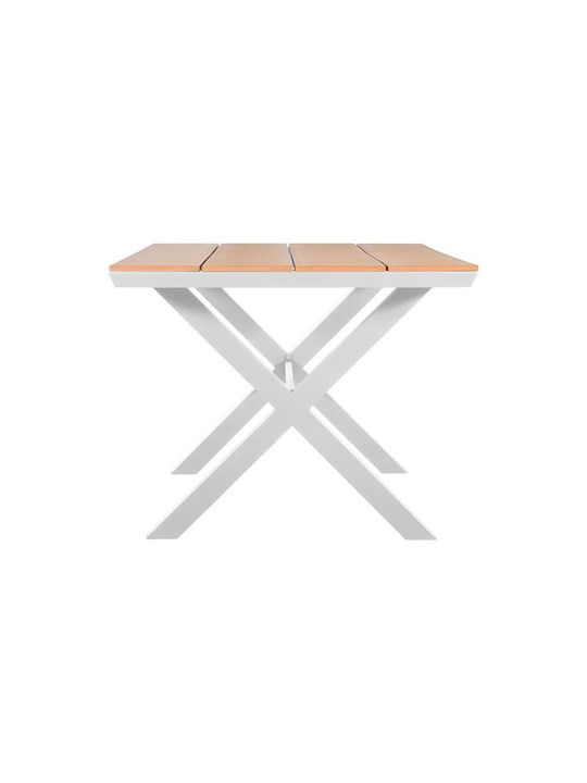 Masa pentru spații exterioare Aluminiu cu suprafață din lemn Fl6510 Alb 150x90x75buc