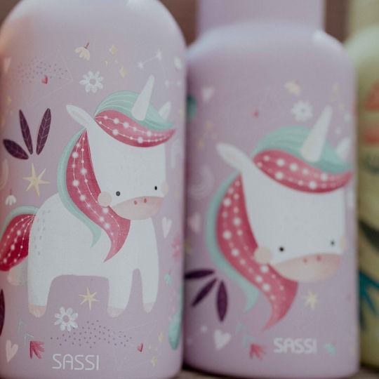 Sassi Junior Unicorn Unicorn Παιδικό Παγούρι Μονόκερος Ανοξείδωτο με Καλαμάκι 500ml