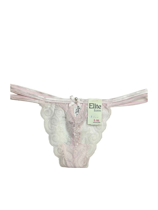 Γυναικεία String 2Pack με Δαντέλα Ροζ