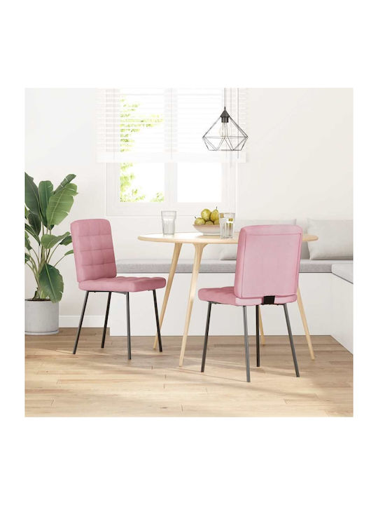 Dining Room Velvet Chair Pink Velvet 45x54x83cm 2pcs