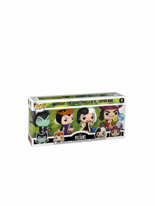 Funko Pop! Movies: Maleficent, Evil Queen, Cruella De Vil, Captain Hook Glows in the Dark Exclusive