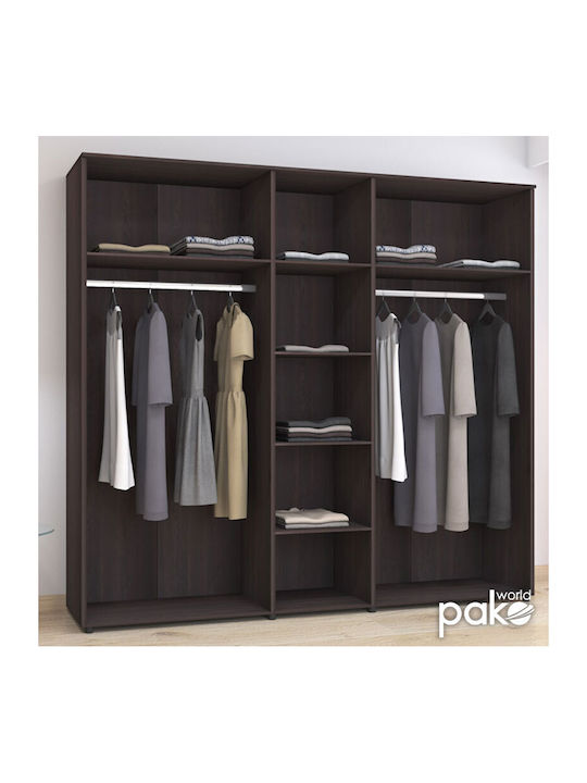 Пет врати Гардероб Luna с Огледало Wenge Shade 220x52x200см