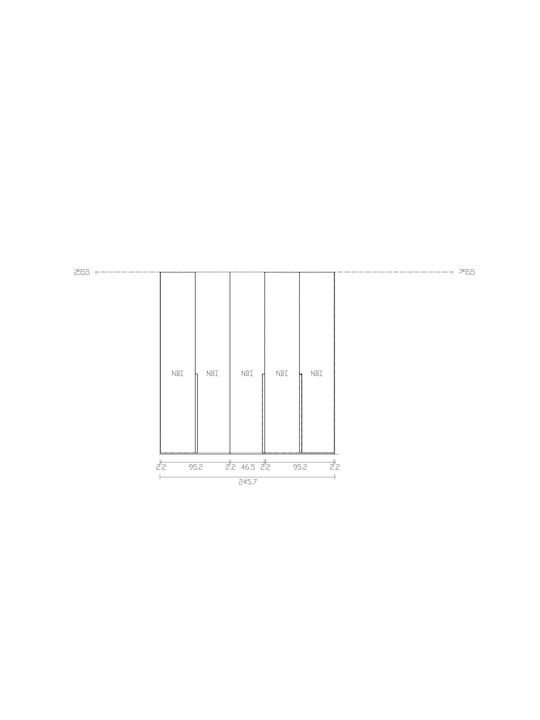 Poker Πεντάφυλλη Ντουλάπα Λευκή 246x61x255cm