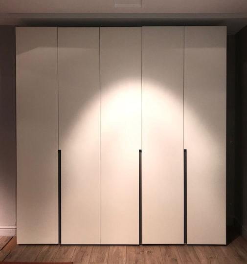 Cinci uși Dulap de Haine Poker Alb 246x61x255cm