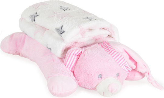 Cangaroo Decke Wickeltücher für Kinderzimmer Sleepy Bear Rosa mit Tierchen 75x90cm