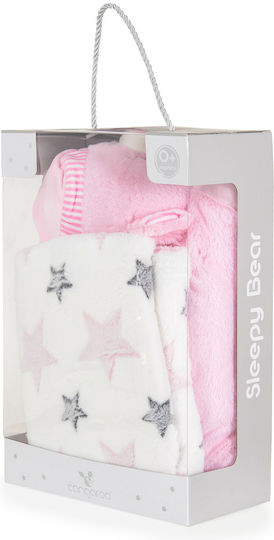 Cangaroo Decke Wickeltücher für Kinderzimmer Sleepy Bear Rosa mit Tierchen 75x90cm