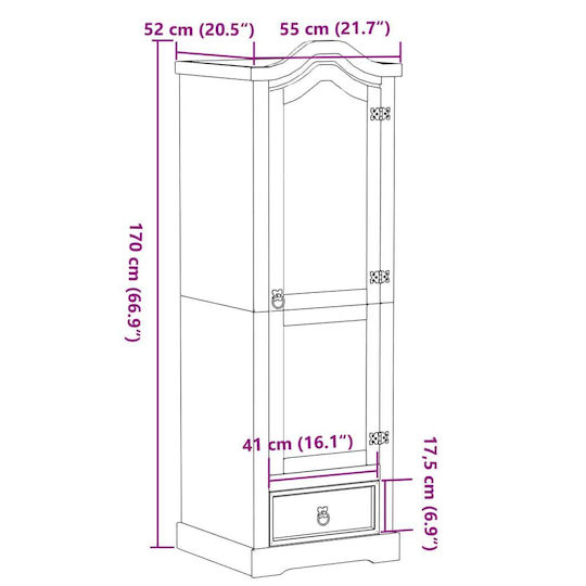 vidaXL Corona Cabinet de baie L55xA52xÎ170cm Maro