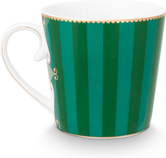 PiP Studio Love Birds Medallion Stripes Emerald-green Κούπα Κεραμική Πράσινη 250ml