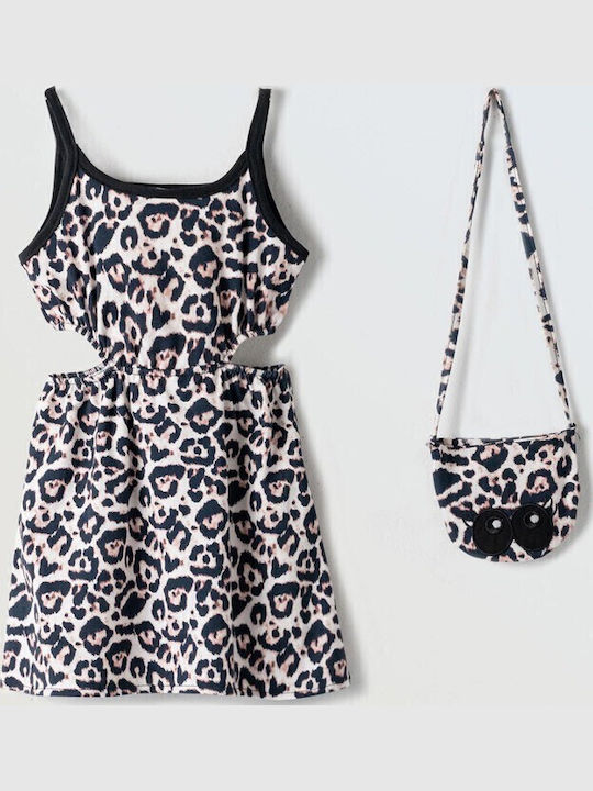 Children's Dress Sleeveless Animal Print Set with Accessories Multicolour
