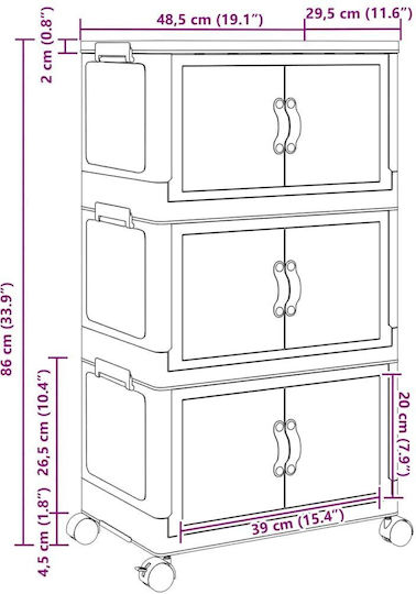 vidaXL Plastic Cutie de Depozitare cu Capac Alb 48.5x29.5x86cm 1buc