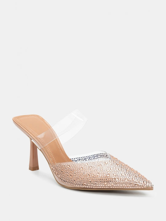 Luigi Heel Leather Mules Gold