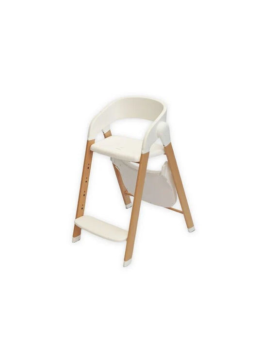 Bo Jungle Klappbarer Baby Hochstuhl mit Höhenverstellbar Pure Weiß