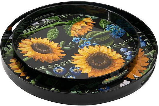 Artekko Plastic Rotund Tavă de Servire cu Mânere în Culoare Negru 46x46x4cm 48623 2buc