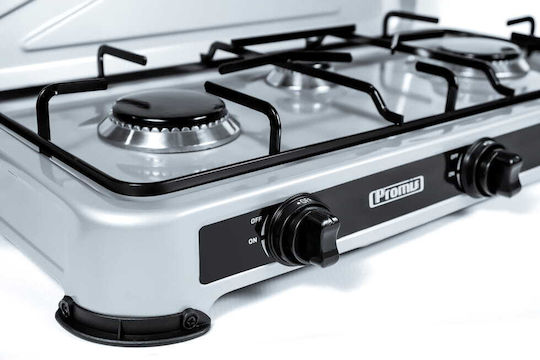 Promis KG200 Επιτραπέζια Εστία Υγραερίου Διπλή Inox