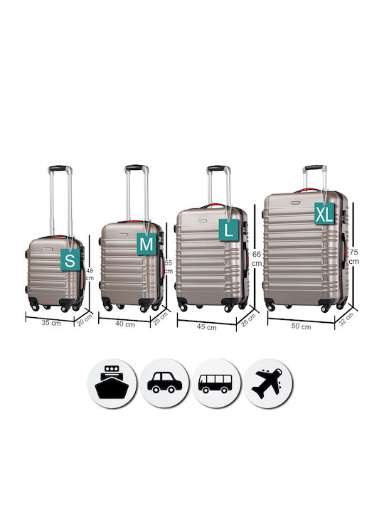 Provitera Reisekoffer Hartschalen Champagne mit 4 Räder Set 4Stück