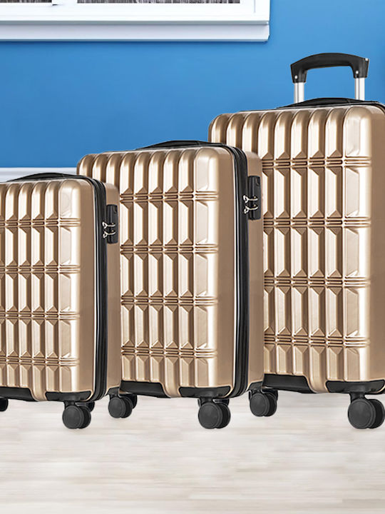 Provitera Travel Suitcases Hard Gold with 4 Wheels Set of 3pcs