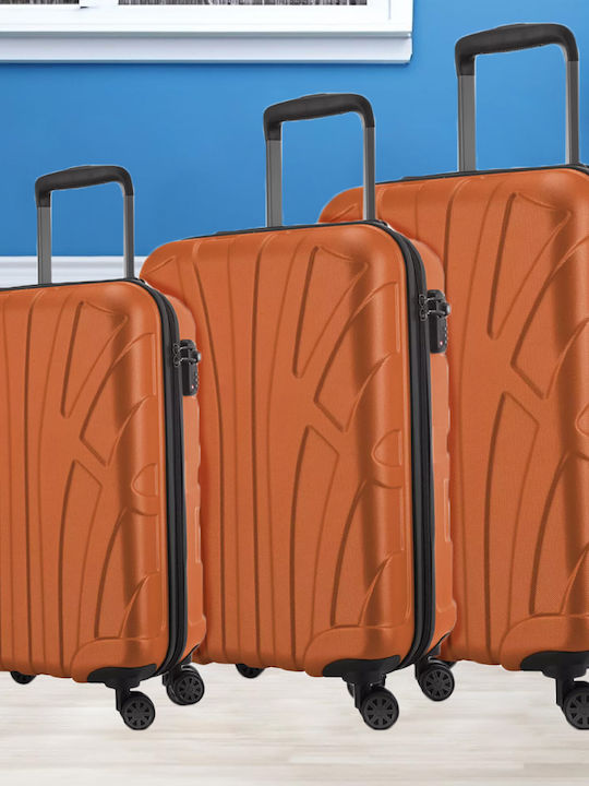 Provitera Travel Suitcases Hard Orange with 4 Wheels Set of 3pcs