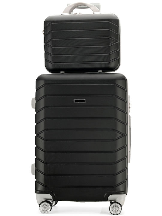 Provitera Travel Suitcases Hard Black with 4 Wheels Set of 4pcs