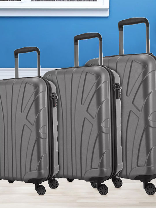 Provitera Travel Suitcases Hard Gray with 4 Wheels Set of 3pcs