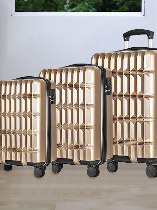 Provitera Travel Suitcases Hard Gold with 4 Wheels Set of 3pcs
