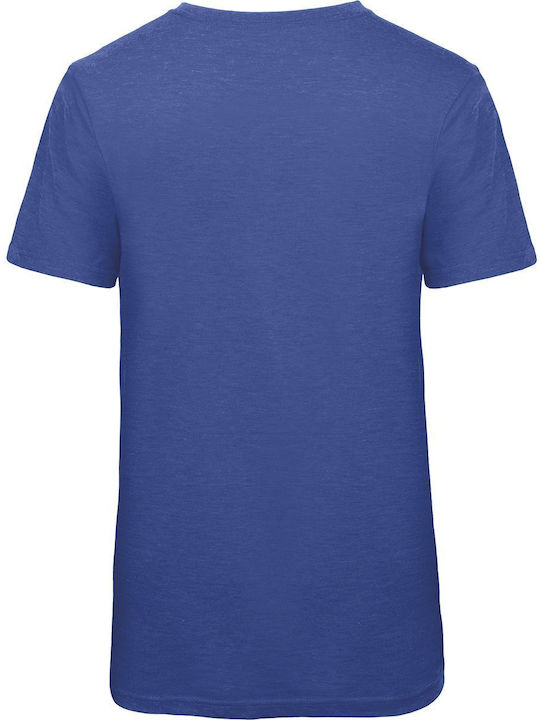 B&C Ανδρικό Διαφημιστικό T-shirt Κοντομάνικο Heather Royal Blue