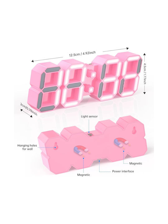EDUP 3D Ρολόι Τοίχου Ψηφιακό Ροζ Ø52cm