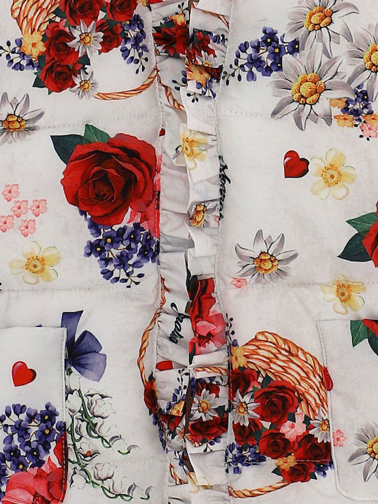 Παιδικό Casual Μπουφάν Κοντό με Κουκούλα Floral