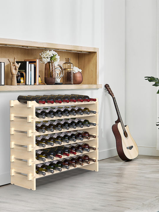 Bakaji Free Standing Wooden Wine Cabinet for 48 Bottles Beige 90x30x81cm