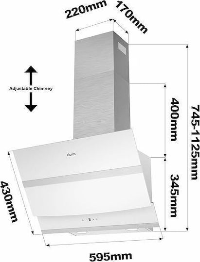 Ciarra Chimney Vent Hood 60cm White