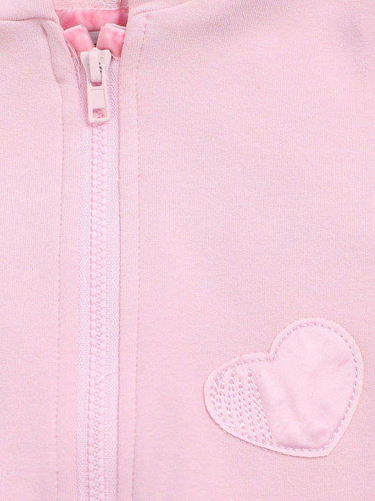 Kinderstrickjacke Baumwolle mit Kapuze Rosa