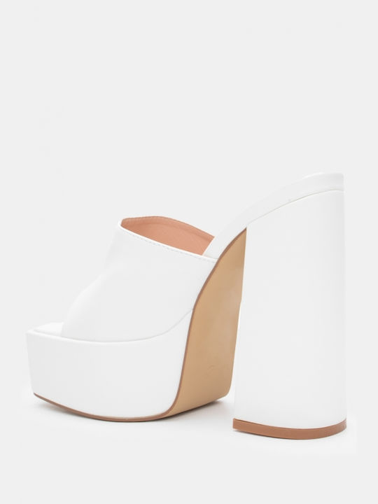 Luigi Heel Mules White