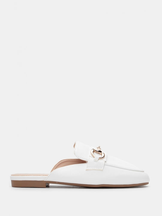 Luigi Thin Heel Mules White