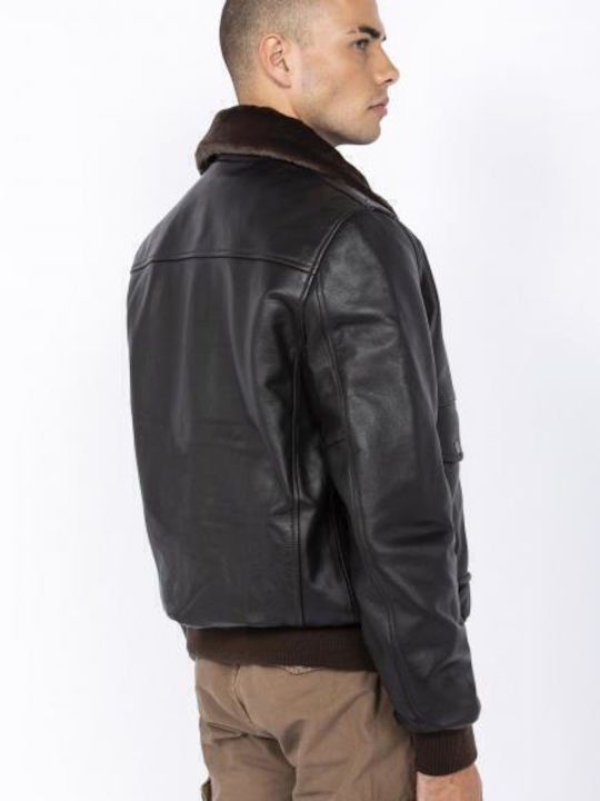 Jachetă de Piele Vintage Brown