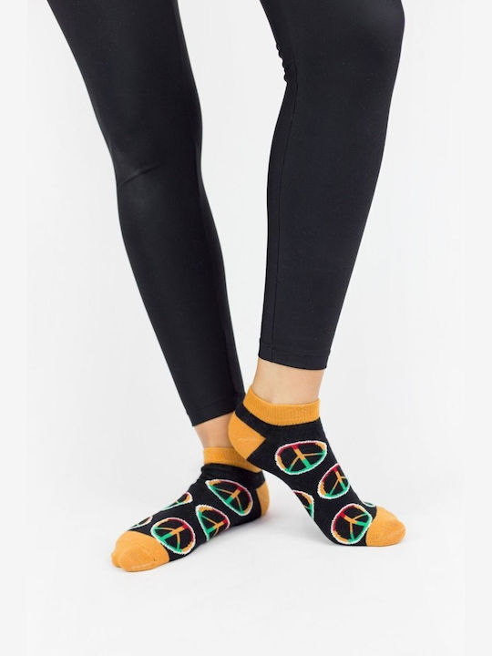 Damen Knöchelsocken Peace Baumwolle 4 Paar Modernty 26453 Mehrfarbig