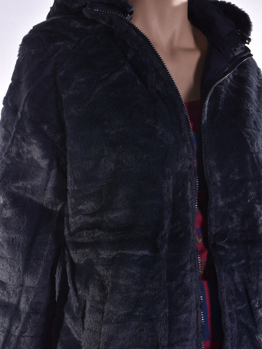 Women's Long Lifestyle Jacket Double Sided for Winter Blue