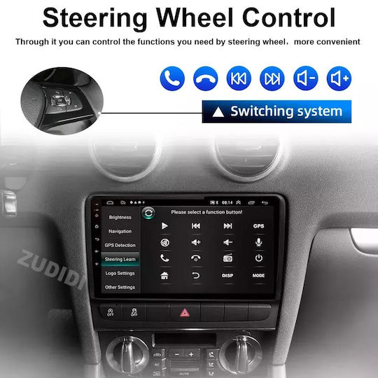 Car Audio System for Audi A3 2003-2012 (Bluetooth/USB/WiFi/GPS/Apple CarPlay/Android Auto) with 9" Touch Screen