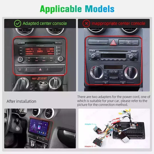 Car Audio System for Audi A3 2003-2012 (Bluetooth/USB/WiFi/GPS/Apple CarPlay/Android Auto) with 9" Touch Screen