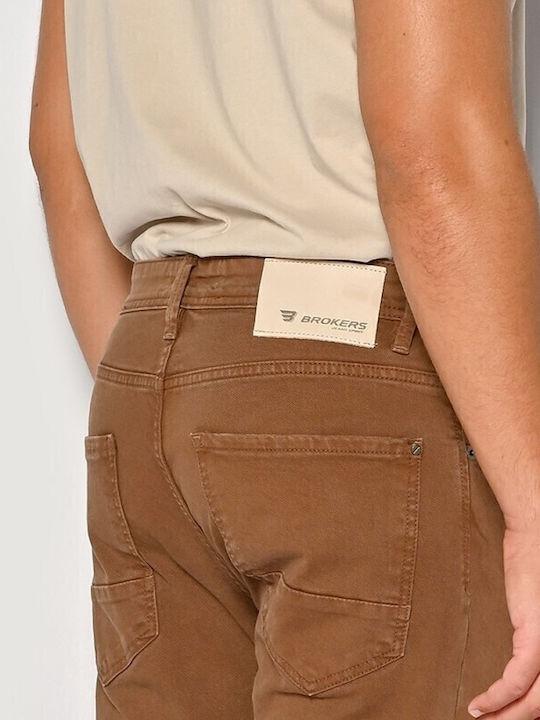 Trousers Elastic in Slim Fit tobacco
