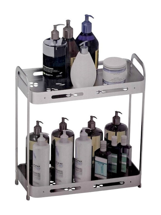 Wall Mounted Bathroom Shelf Metallic 33x15.5x36cm Silver