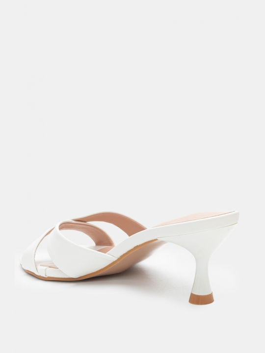 Luigi Heel Mules White