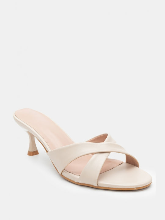 Luigi Heel Mules Beige