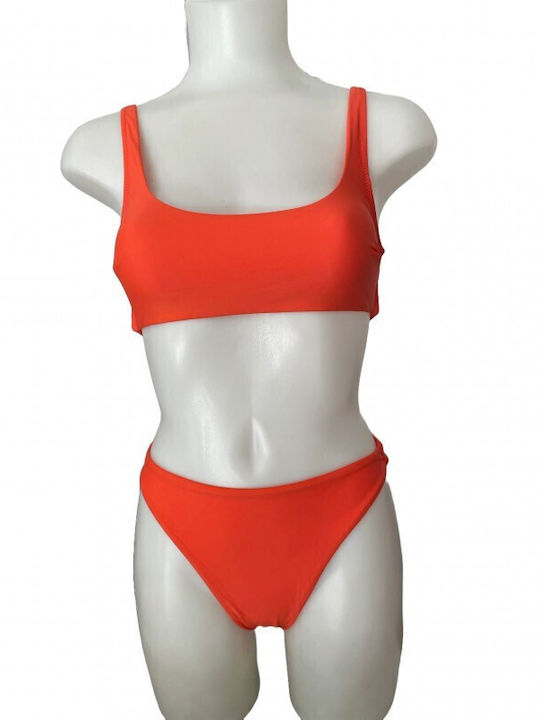 Women's Seamless Bikini Set Bustier Slip Orange