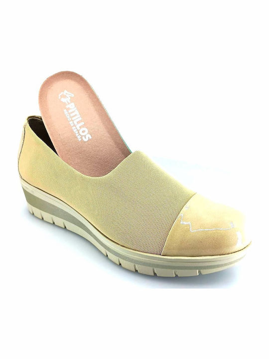 Γυναικεία Slip-On Δερμάτινα Μπεζ