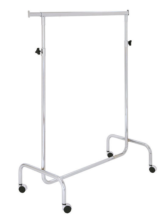 Wheeled Floor Garment Rack made of Metal Telescopic Silver 130cm