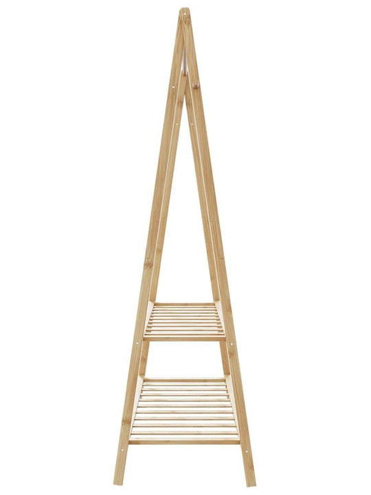 vidaXL Floor Garment Rack made of Bamboo Brown 132x45.5x150.5cm