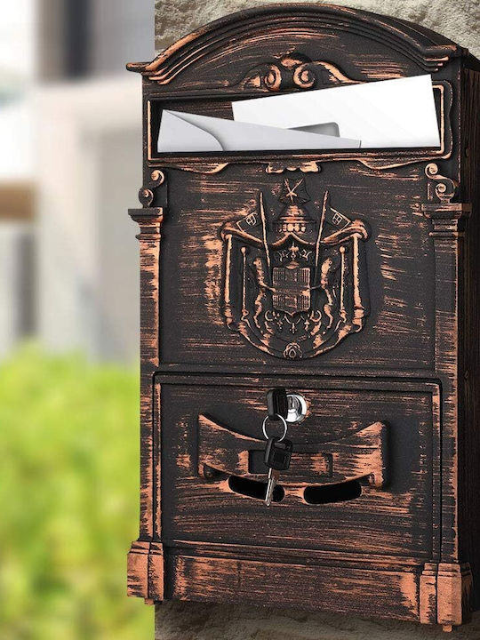 Bakaji Mehrfamilienhaus Briefkasten Metallisch in Braun Farbe