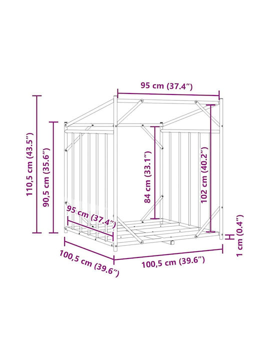 vidaXL Lemn de foc Lemn Raft Depozitare lemne 100.5x80x110.5cm Negru