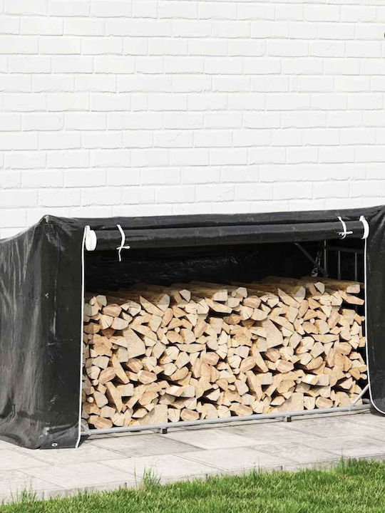 vidaXL Ξύλινο Ράφι Αποθήκευσης Ξύλων 200.5x60.5x110.5cm Μαύρο